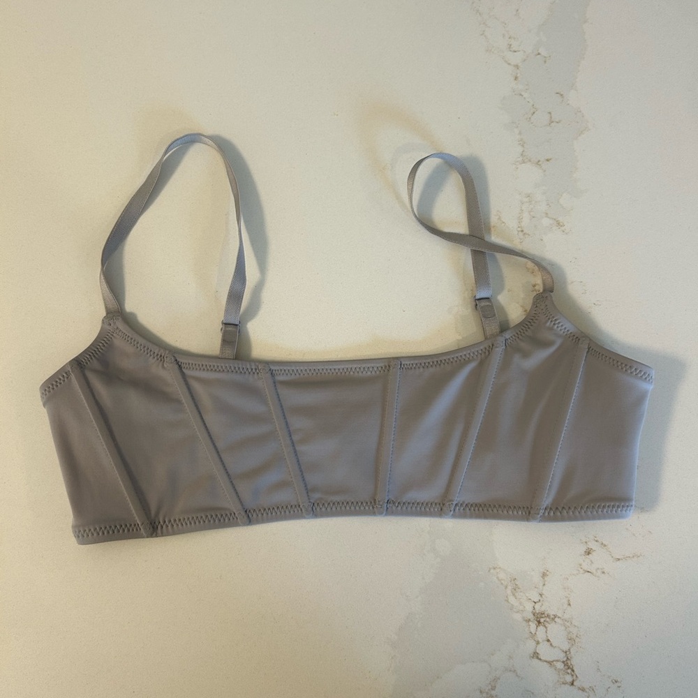 SKIMS Gray/Purple Chrome Corset Bikini Top